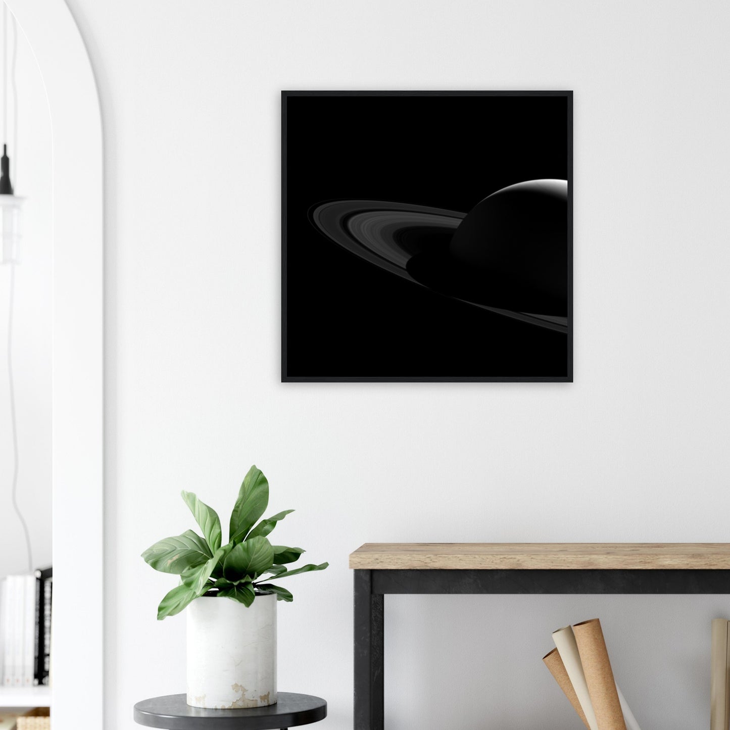 Astrofotografie Saturns Schatten, Barely Bisected Rings - Premium Poster